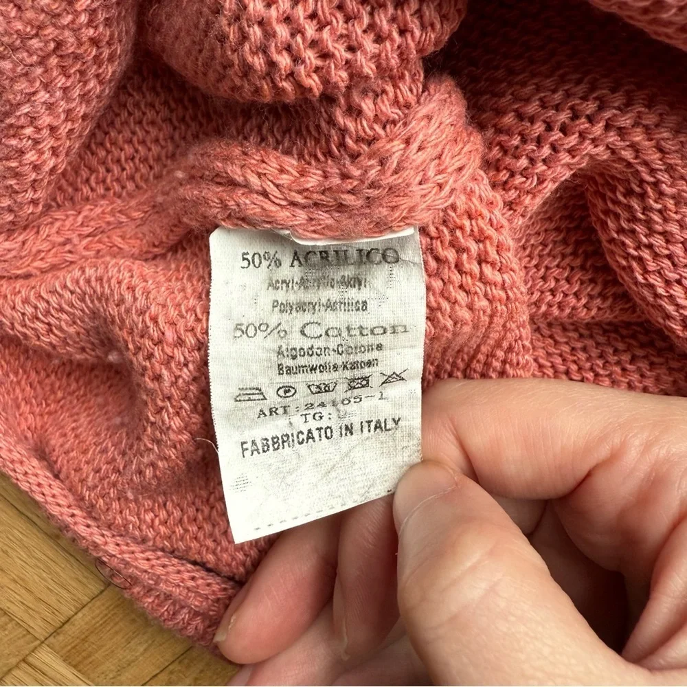 Andromede Paris | Women small-medium Casual Button-Up knit cotton Top Pink - Picture 3 of 4
